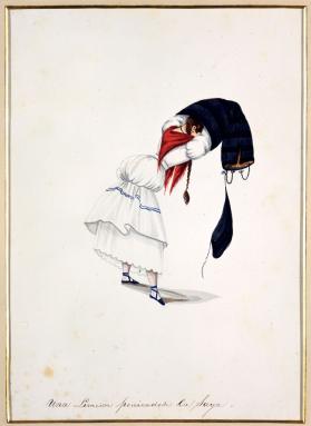 Lady of Lima (Tapada) Putting on the "Saya" Skirt and the "Manto"