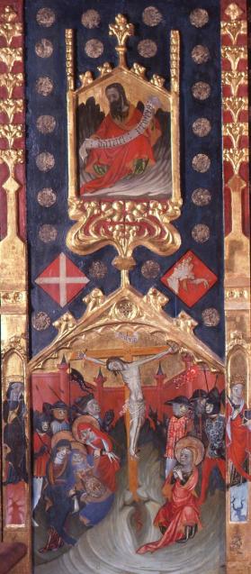Retablo de San Miguel (b): Daniel; The Crucifixion; Saint Gertrude of Nivelles, A Crowned Famale Saint