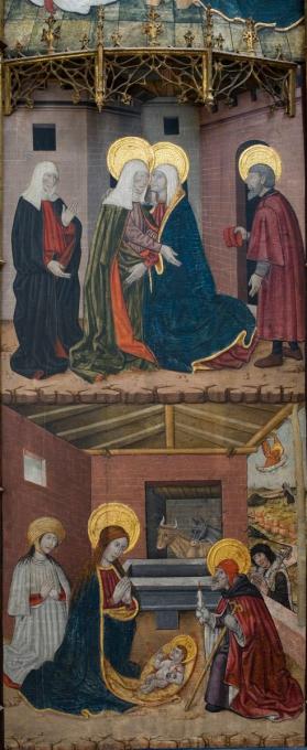 Retablo with Scenes from the Life of the Virgin -The Visitation and the Nativity of Christ