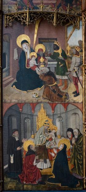Retablo with Scenes from the Life of the Virgin-The Adoration of the Magi & The Presentation in the Temple