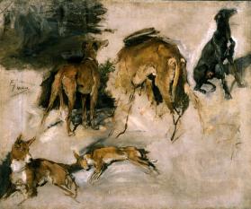 Sketch of Hunting Dogs