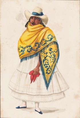 Woman Smoking in Yellow Shawl, Lima