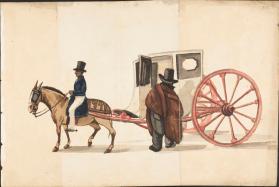 Man Seen from Behind, Entering a "Calesa" Carriage, Lima